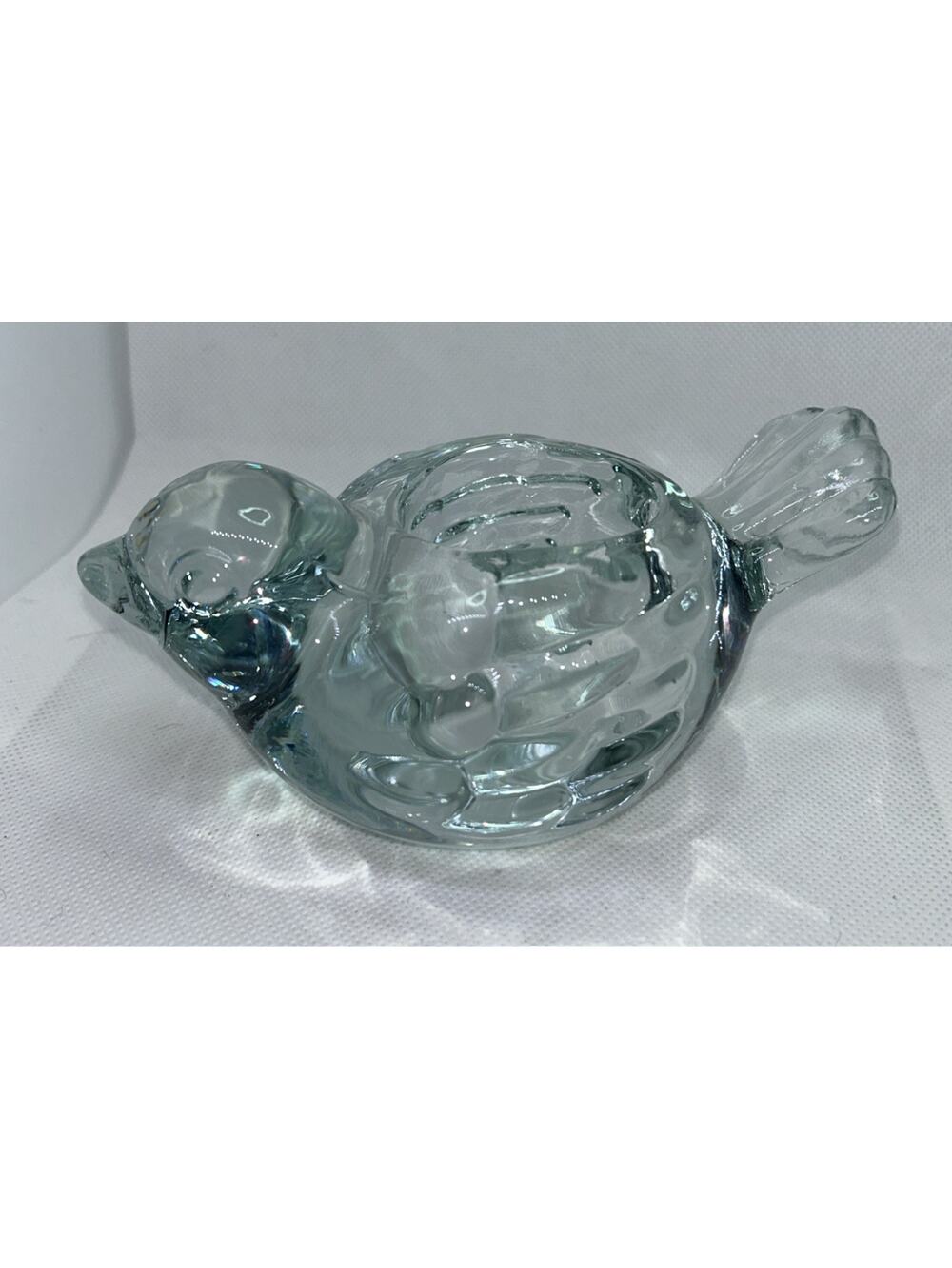 Vintage Indiana Glass Clear Votive Tealight Holder - bird